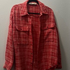 Zara Women's Red Textured Blazer